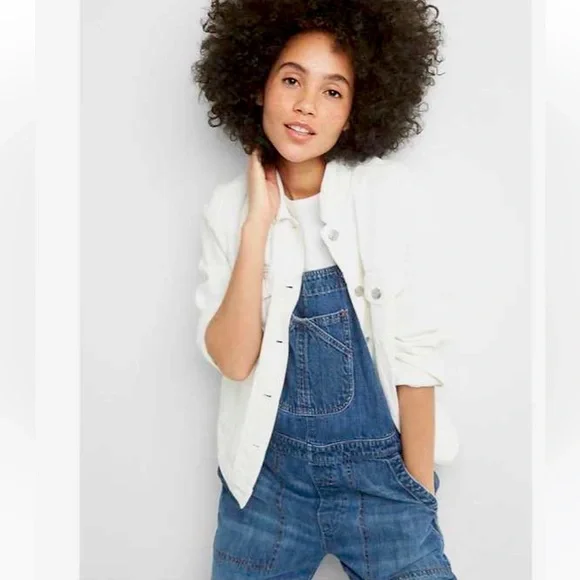 GAP Relaxed Ankle Denim Overalls Medium Indigo - Picture 3 of 16